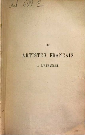 Les artistes français à l'étranger