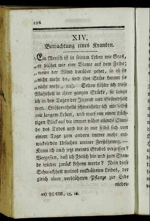 XIV. Betrachtung eines Kranken.