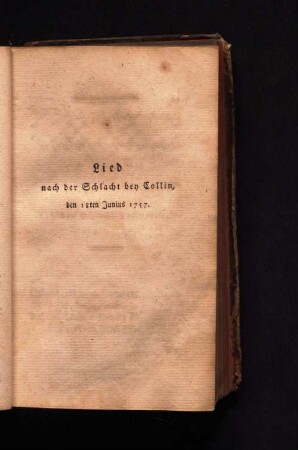 Lied nach der Schlacht bey Collin den 1sten Junius 1757.