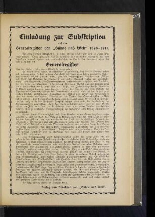 Einladung zur Subskription