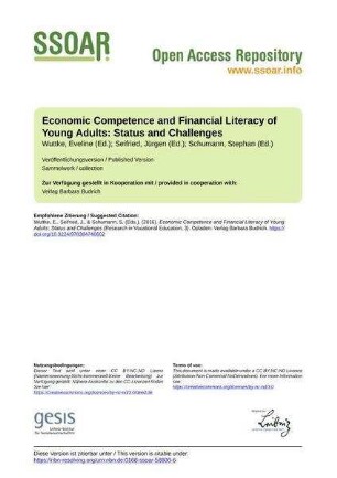Economic Competence and Financial Literacy of Young Adults: Status and Challenges
