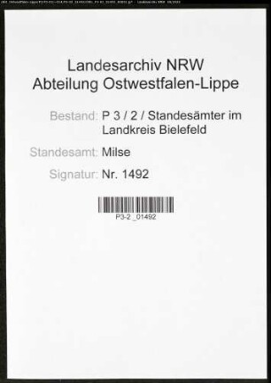 Sterberegister Standesamt Milse