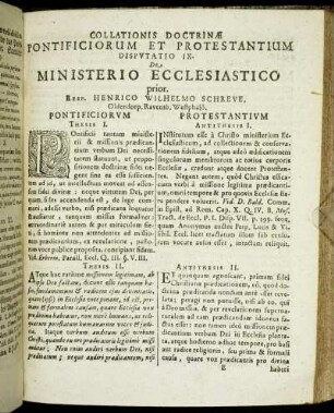 Disputatio IX. De Ministerio Ecclesiastico prior. Resp. Henrico Wilhelmo Schreve, Oldendorp. Ravensb. Westphalo.