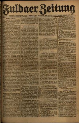 Erste Ausgabe vom Mittwoch, den 17. Dezember 1919.