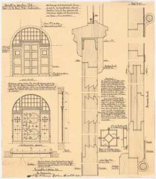 Collegium Bernhardinum, Attendorn: Eingangstür des Hauptportals 1:20 und Detail (1:1)