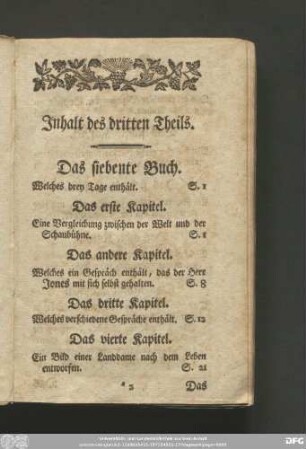 Inhalt des dritten Theils.