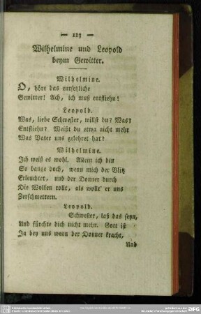 Wilhelmine und Leopold beym Gewitter