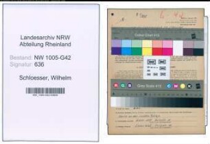 Entnazifizierung Wilhelm Schloesser , geb. 08.08.1905 (Arbeiter)