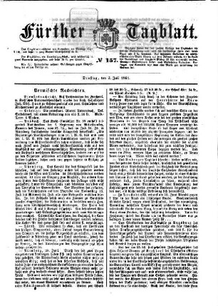 Fürther Tagblatt : General-Anzeiger für Fürth und Umgegend. 1861, 7/12