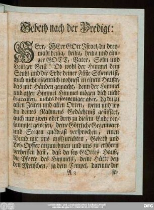 Gebeth nach der Predigt: