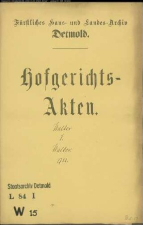 Walter, Franz Bartold gegen Meier Johann Jobst Walter - Brautschatz