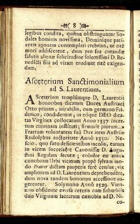 Asceterium Sanctimonialium ad S. Laurentium.