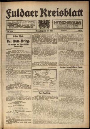 Erste Ausgabe vom Dienstag, den 18. Juli 1916.