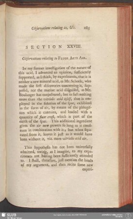 Section XXVIII. Observations relating to Flour Acid Air