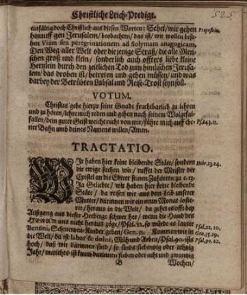 "Votum" und "Tractatio"