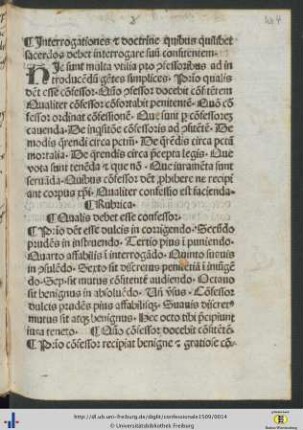 Interrogationes et doctrine quibus quilibet sacerdos debet interrogare suum confitentem.