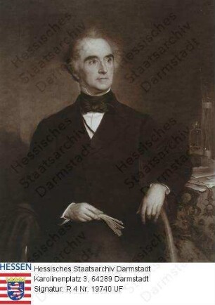 Liebig, Justus Freiherr v., Prof. Dr. (1803-1873) / Porträt, linksblickend, sitzend, Halbfigur