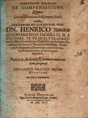 Disp. iur. de compensatione