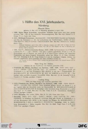 1. Hälfte des XVI. Jahrhunderts (Nr. 1-148)