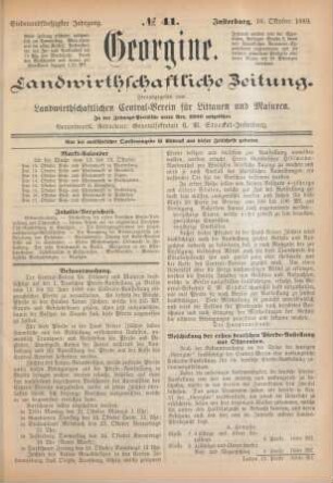 Siebenundfünfzigster Jahrgang. No. 41. Insterburg, 10. Oktober 1889.