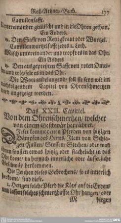Das XXIII. Capittel. Von dem Ohrenschmertzen/welcher von einem Geschwär herrühret.