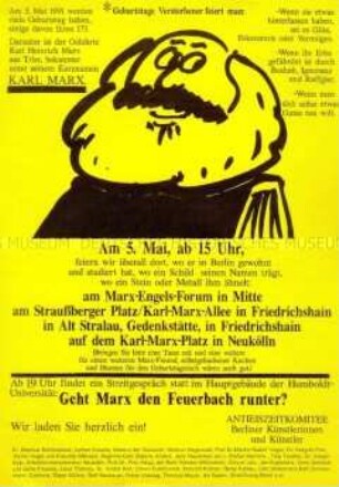 Aufruf zu einer Demonstration zum 173. Geburtstag von Karl Marx - Sachkonvolut