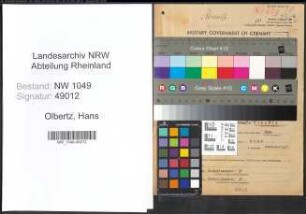 Entnazifizierung Hans Olbertz , geb. 06.06.1887 (Regierungsrat)