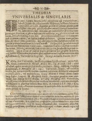 Theoria Universalis & Singularis.
