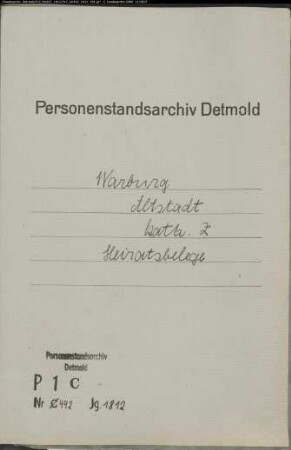 Belegakten zum Heiratsregister der katholischen Gemeinde Warburg-Altstadt, Kreis Warburg (1812)