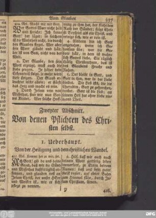Zweyter Abschnitt. Von denen Pflichten des Christen selbst.