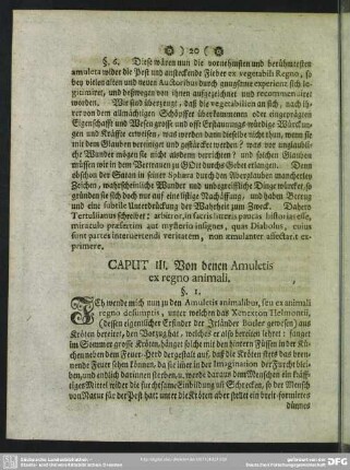 Cap. III. Von denen Amuletis ex regno animali