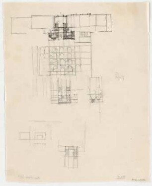 Thiersch, Friedrich von; München; Justizpalast - Treppenhaus (Grundrisse, Schnitt)