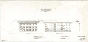 Gsaenger, Gustav; München, Theatinerstr.; Bayerisches Kultusministerium, Erweiterung - Erweiterungsbau, Endgültiges Vorprojekt, Salvatorstr. Hofseite (Ansicht)