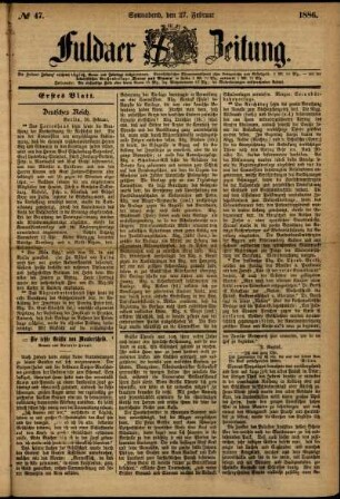 Ausgabe vom Samstag, den 27. Februar 1886.