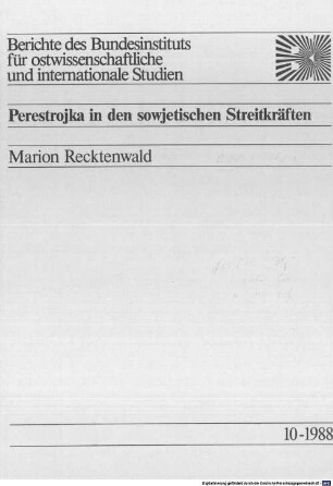 Perestrojka in den sowjetischen Streitkräften