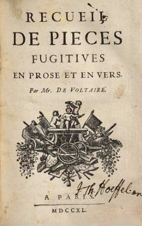 Recueil De Pieces Fugitives En Prose Et En Vers