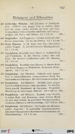 Miniaturen und Silhouetten (Nr. 468-533)