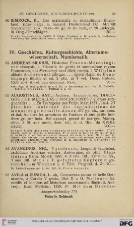 IV. Geschichte, Kulturgeschichte, Altertumswissenschaft, Numismatik (Nr. 62 - 141)