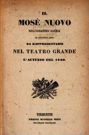 Il Mosé : Nuovo melodramma in 4 atti