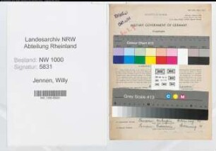 Entnazifizierung Willy Jennen, geb. 03.10.1907 (Steuerberater)