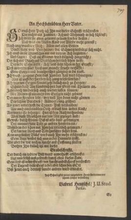 An Hochbetrübten Herr Vater