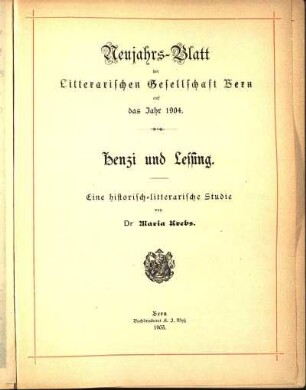 Henzi und Lessing : eine historisch-litterarische Studie