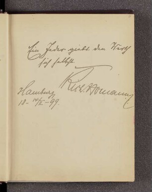 Richard Homann. – Hamburg, 14.02.1899