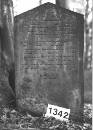 Grabstein 1342 (Index: 99900244) Material: Sandstein Zustand: unten verwittert, sonst leicht verwittert Maße HxBxT: 102x58x8 cm Beschreibung: Stele mit Dreiecksabschluss: Grabstein 1342