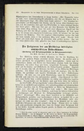 ¬Die¬ Religionen der am Weltkriege beteiligten nichtchristlichen Völkerstämme : (Weltkrieg und Religionsgeschichte im Religionsunterricht)
