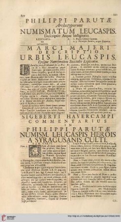 Philippi Parutae Archetyporum numismatum Leucaspis […]