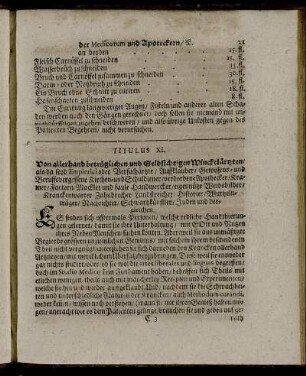 Titulus XI. Von allerhand betrüglichen und Geldsichtigen Winckelärzten ...