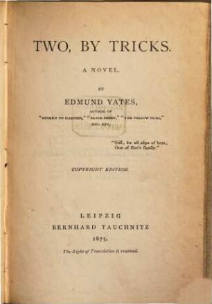 Two, by tricks : a novel