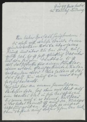 Brief von Irma Klimsch an Gerhart Hauptmann