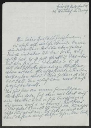Brief von Irma Klimsch an Gerhart Hauptmann